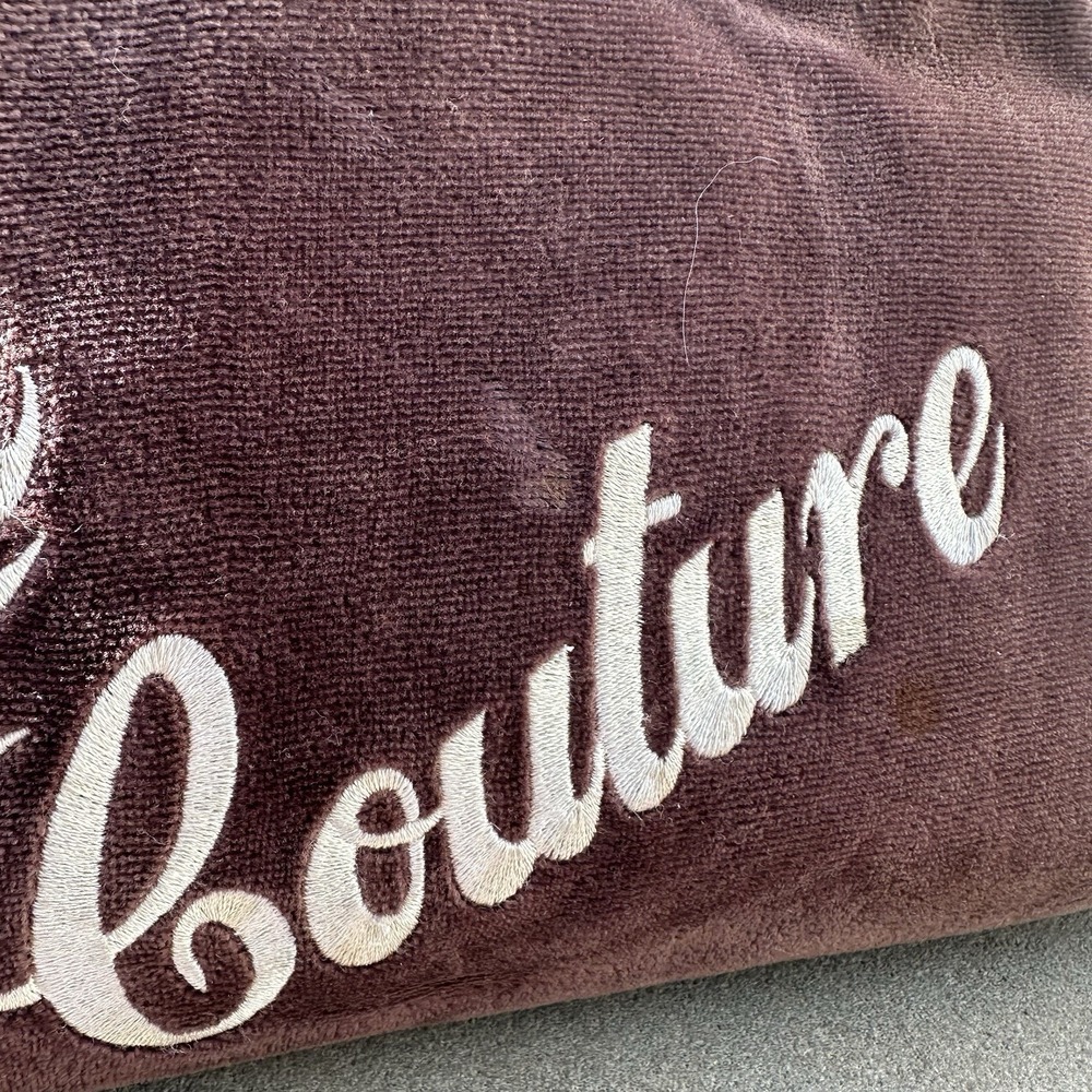 JUICY COUTURE Brown‎ Brown Pink Velvet  Bowling Bag La Couture Y2K Vintage Queen - Picture 4 of 16